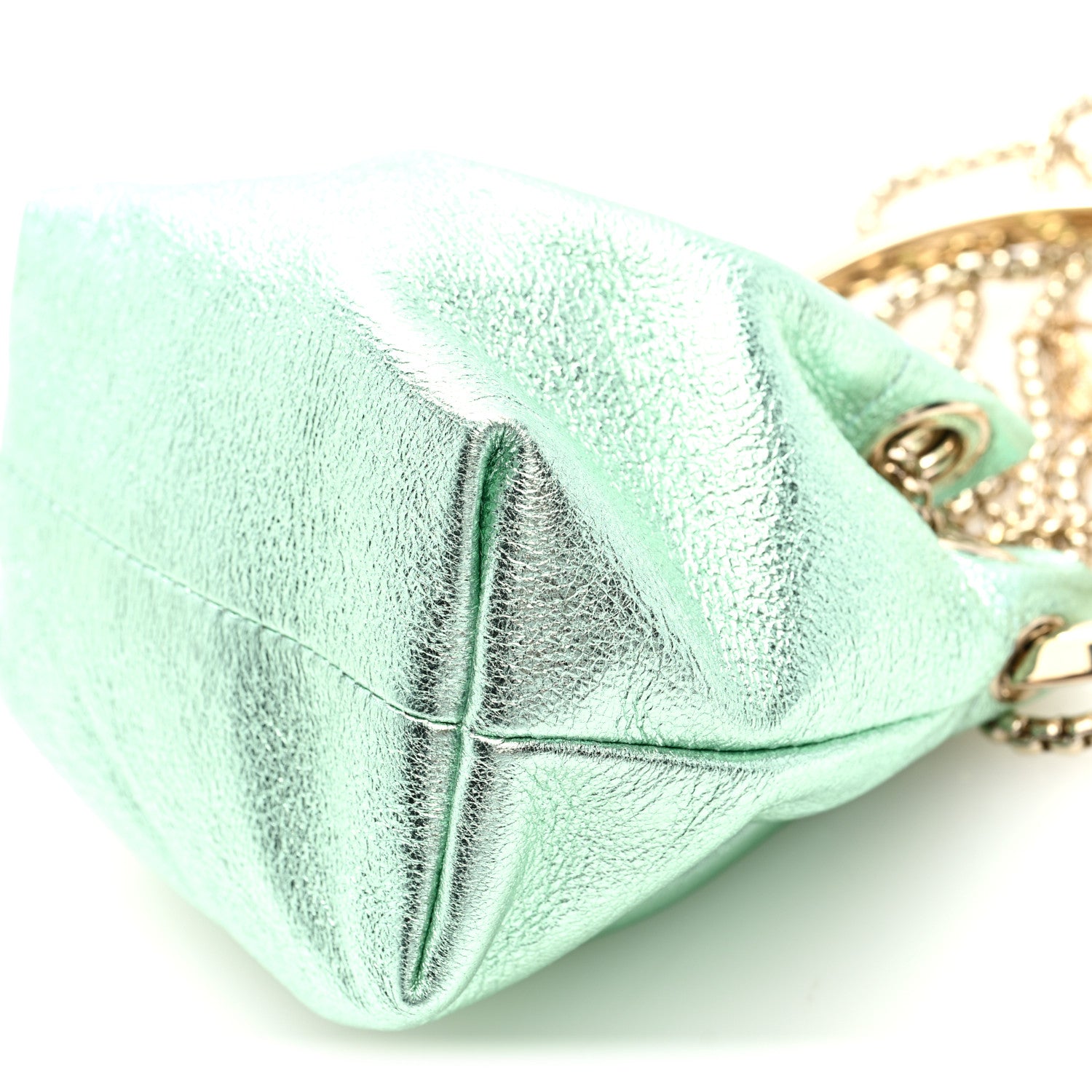Jimmy Choo Metallic Nappa Micro Bon Bon Bag Smoke Green 1795469