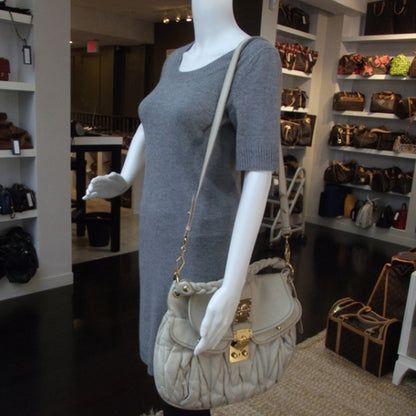 Miu Miu Leather Matelasse Coffer Hobo Bianco 2 of 12