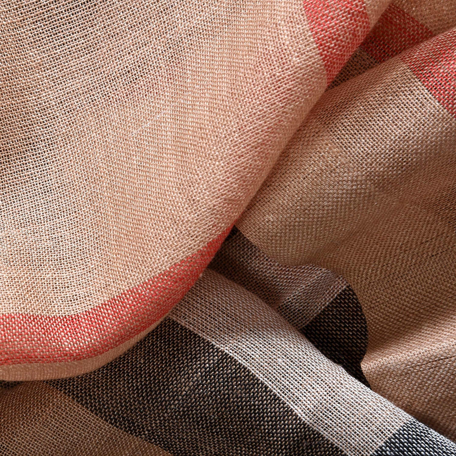 Burberry Wool Silk Gauze Giant Check Lightweight Scarf Camel 3 of 5