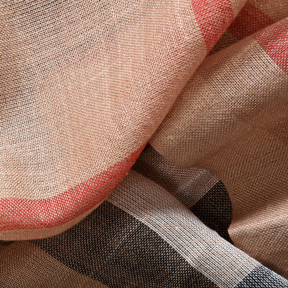 Burberry Wool Silk Gauze Giant Check Lightweight Scarf Camel 3 of 5