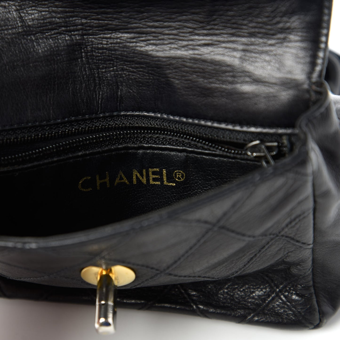 Calfskin Diamond Embossed Flap Waist Belt Bag Black