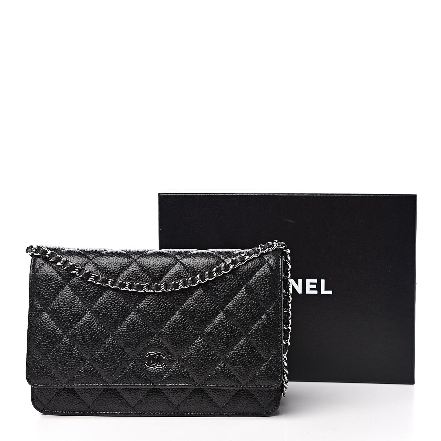 Caviar Quilted Wallet On Chain WOC Black