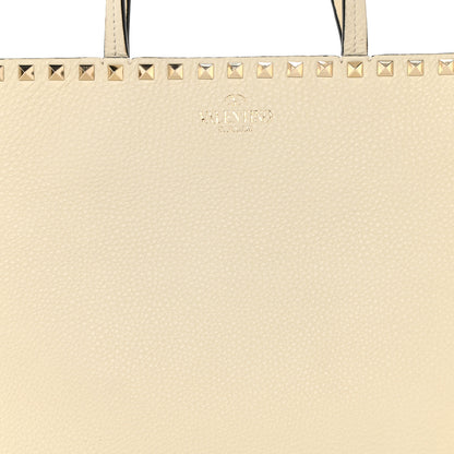 Valentino Garavani Grained Calfskin Rockstud Shoulder Tote Light Ivory 6 of 8