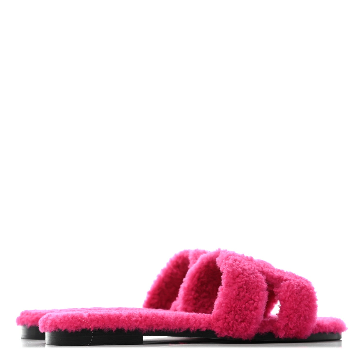Hermes Woolskin Oran Sandals 38 Rose Fuchsia 3 of 5
