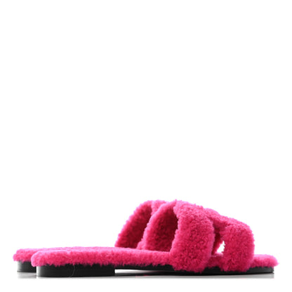 Hermes Woolskin Oran Sandals 38 Rose Fuchsia 3 of 5