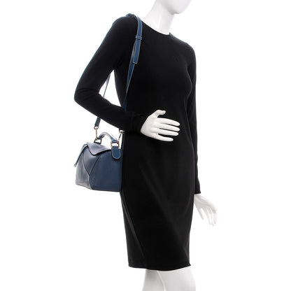 Loewe Grained Calfskin Small Puzzle Shoulder Bag Dark Blue 2 of 7