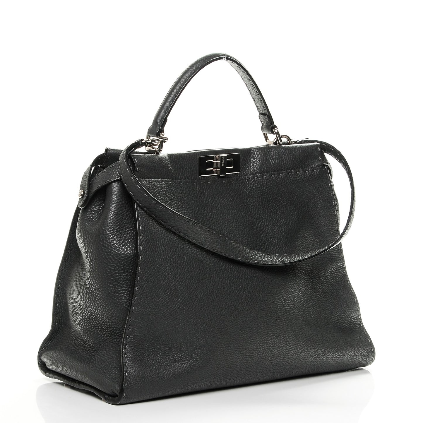 Cuoio Romano Selleria Bi-Color Large Peekaboo Iconic Satchel Asfalto Latte