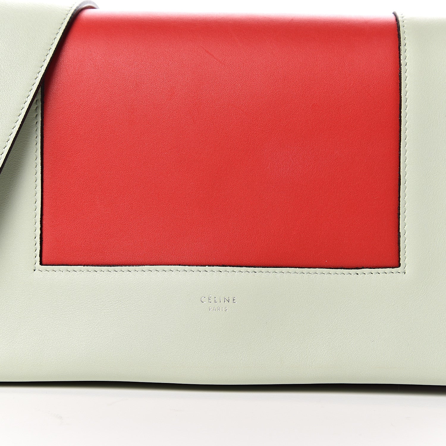 Celine Shiny Smooth Calfskin Medium Frame Shoulder Bag Pastel Green Pop Red 9 of 9