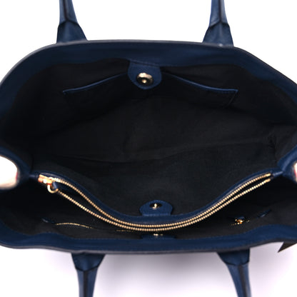Burberry Derby Calfskin House Check Medium Banner Tote Ink Blue 5 of 15