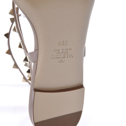 Valentino Garavani Calfskin Rockstud Ankle Wrap Flat Thong Sandals 39.5 Poudre 8 of 9