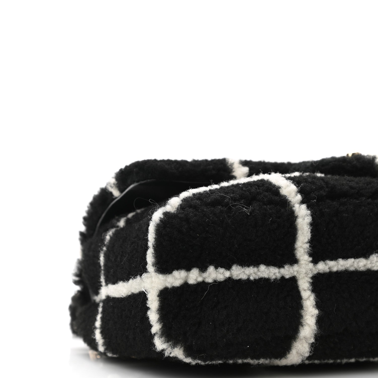 Chanel Shearling Lambskin Large Fluffy Tartan Single Flap Black White 9 of 11