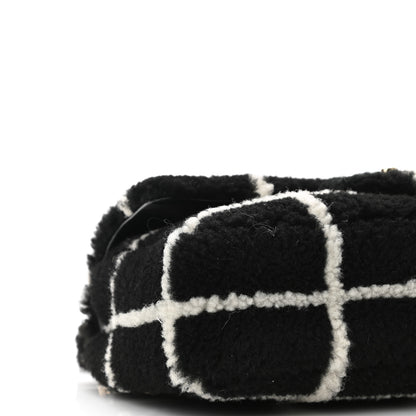 Chanel Shearling Lambskin Large Fluffy Tartan Single Flap Black White 9 of 11