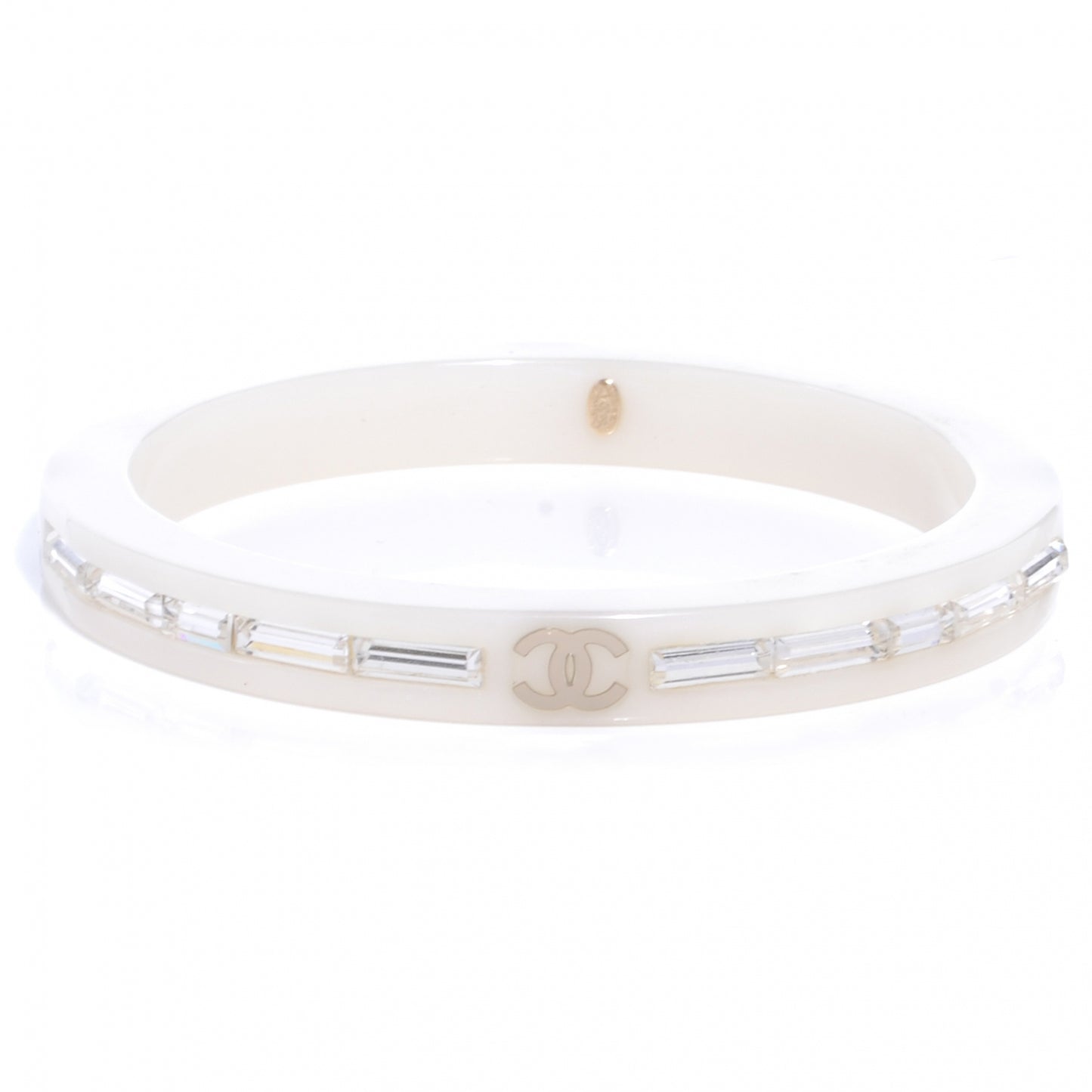 Resin Crystal Baguette CC Bangle White