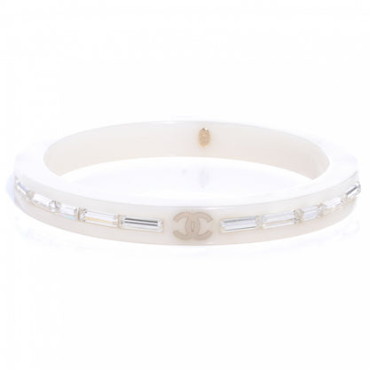 Chanel Resin Crystal Baguette CC Bangle White 1 of 4