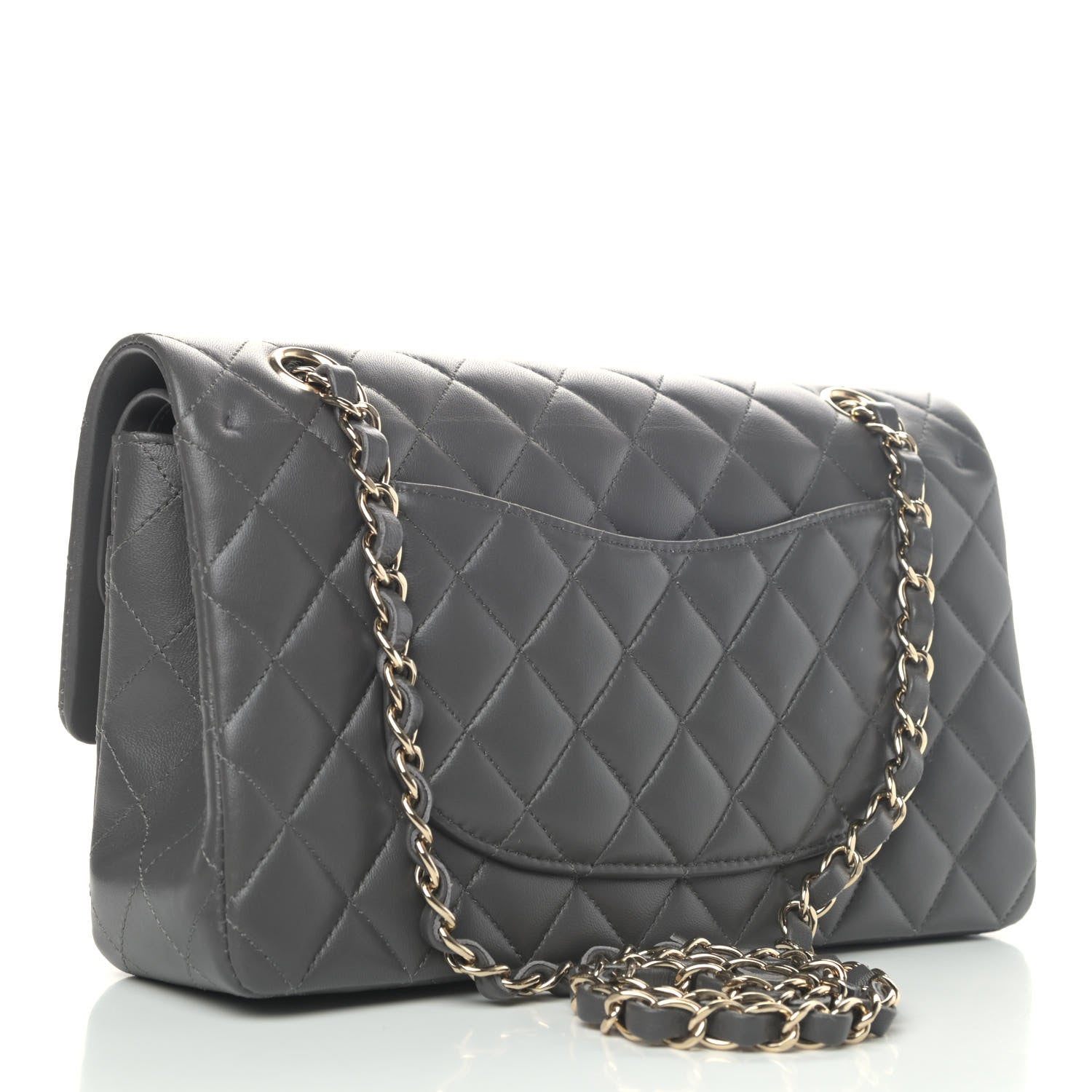 Chanel Lambskin Quilted Medium Double Flap Dark Grey 2 of 4