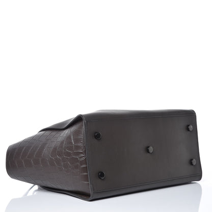 Saint Laurent Calfskin Crocodile Embossed Small Monogram Downtown Cabas Earth 5 of 9