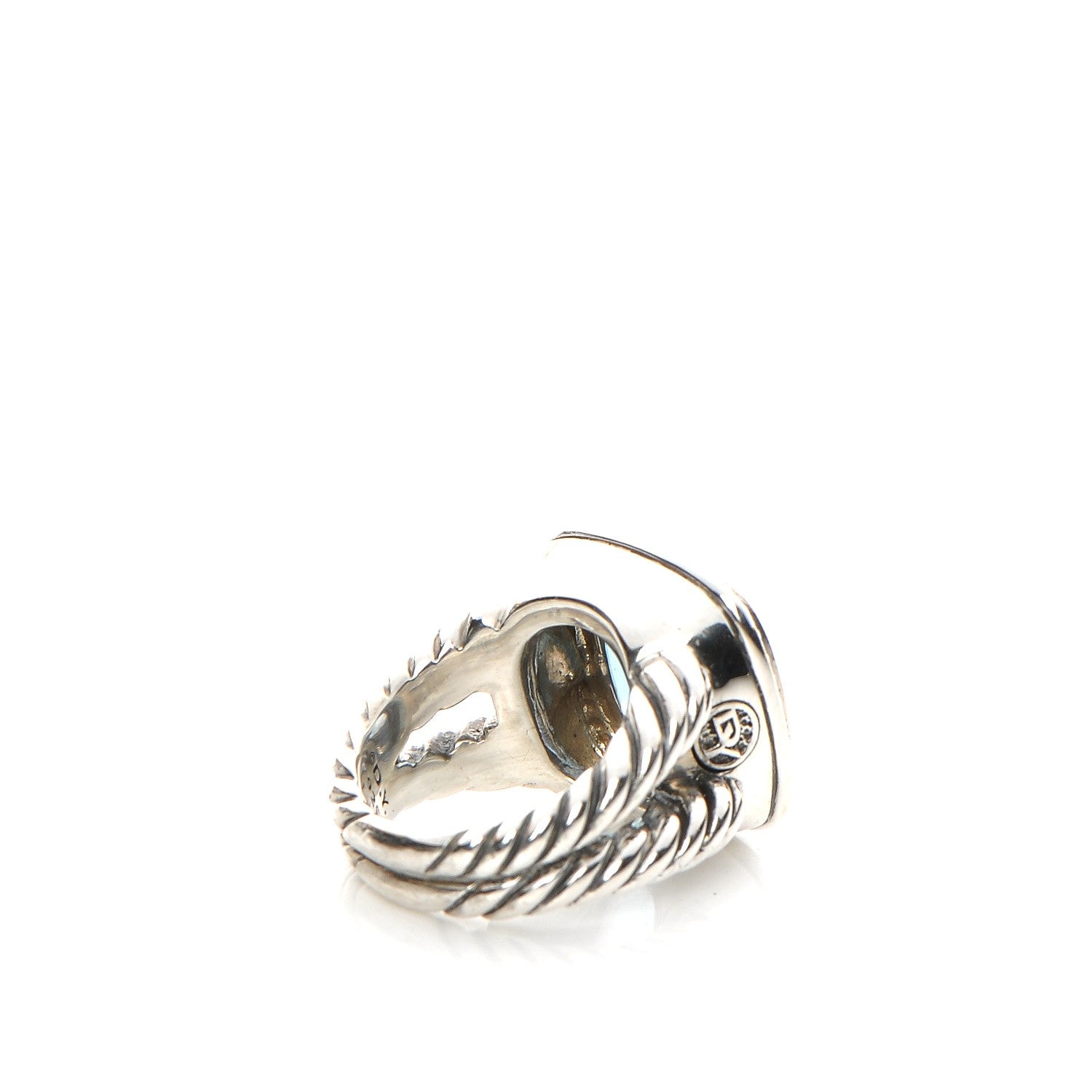 David Yurman Sterling Silver Diamond Blue Topaz 14mm Albion Ring 52 6.25 4 of 6