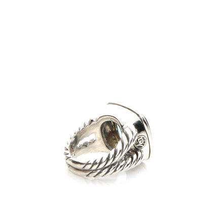 David Yurman Sterling Silver Diamond Blue Topaz 14mm Albion Ring 52 6.25 4 of 6