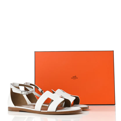 Hermes Calfskin Santorini Sandals 37.5 White 9 of 9