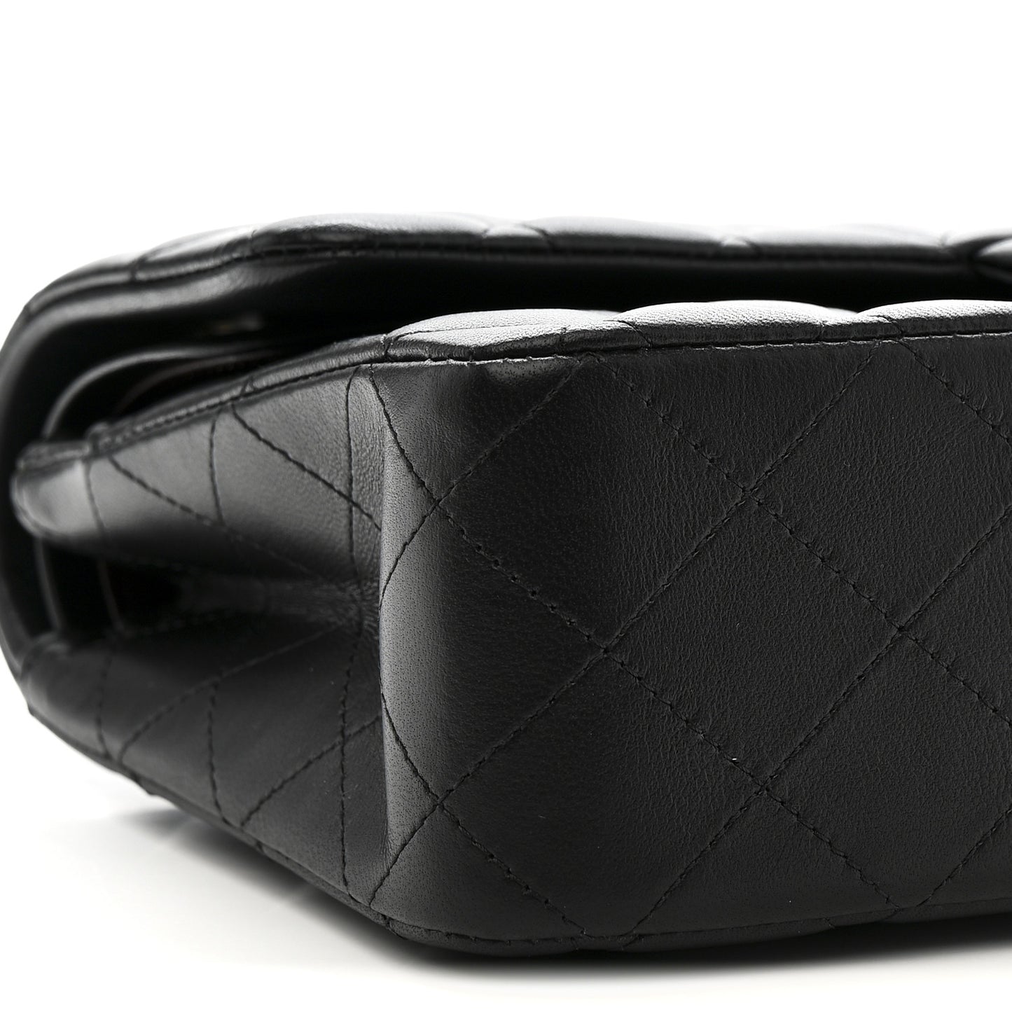 Lambskin Quilted Medium Double Flap Black