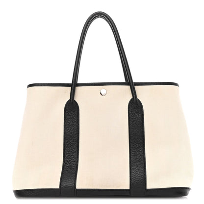 Hermes Chevron Herringbone Toile Negonda Garden Party 36 MM Tote Craie Black 1 of 9