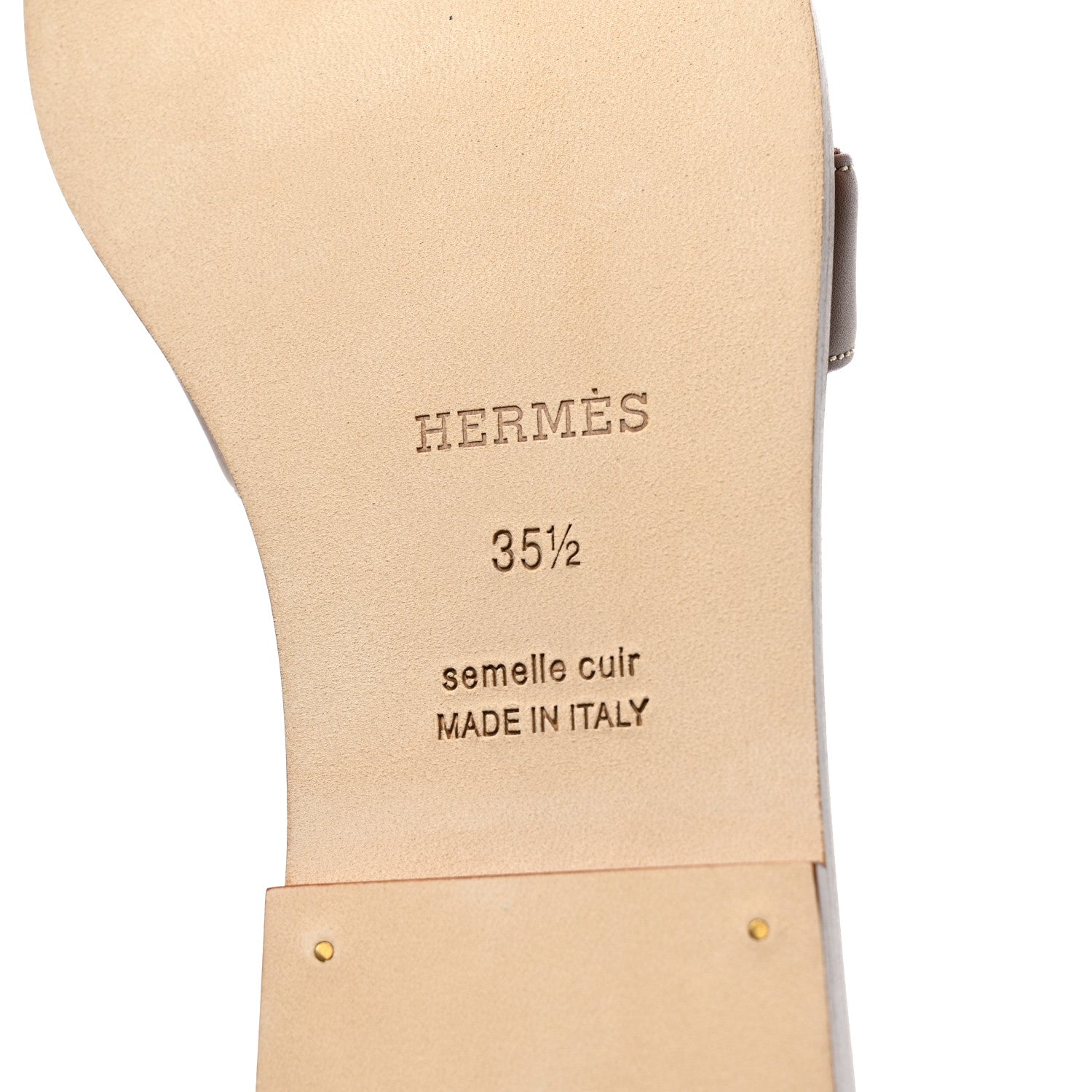 Hermes Box Calfskin Oran Sandals 35.5 Gold 8 of 9