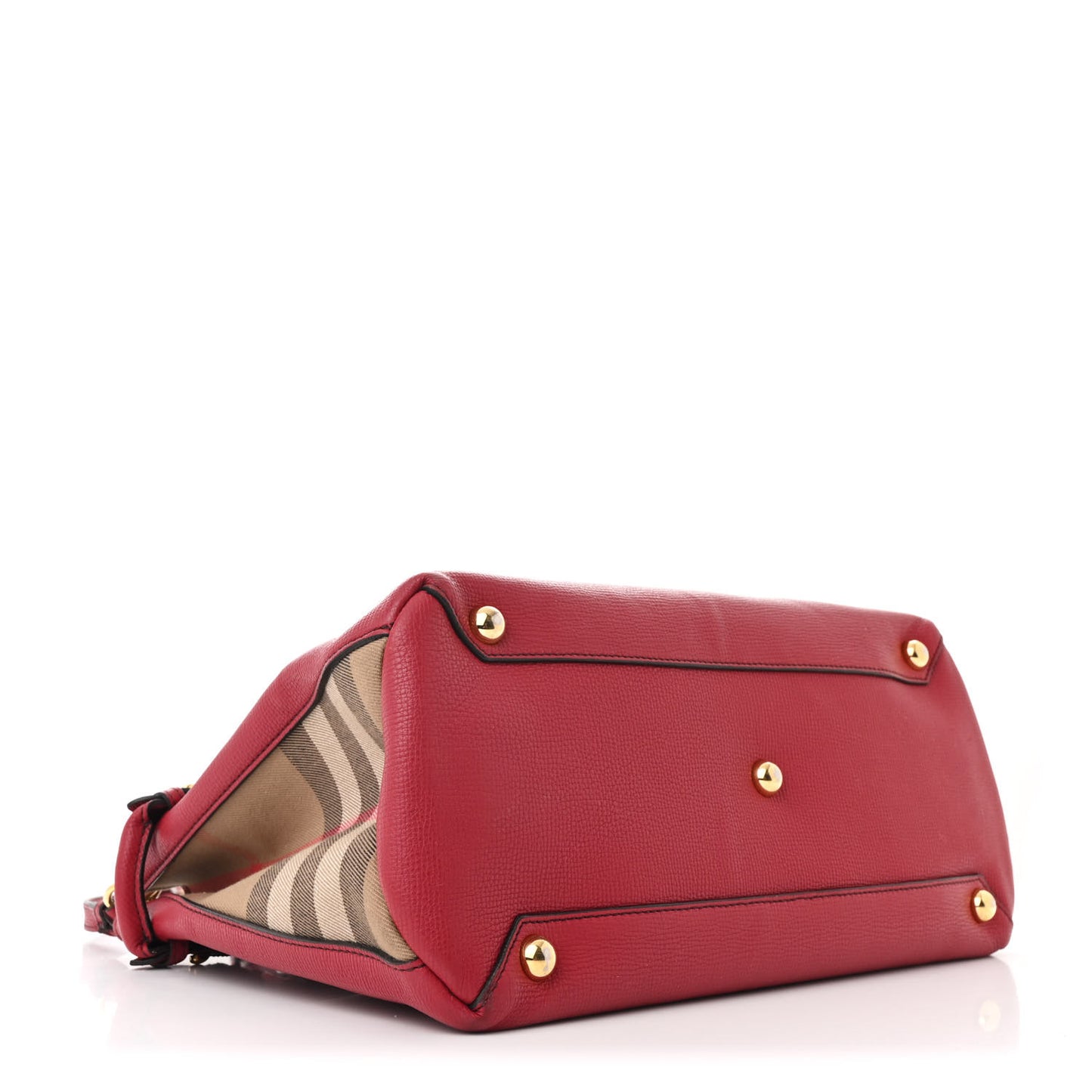 Derby Calfskin House Check Medium Banner Tote Russet Red