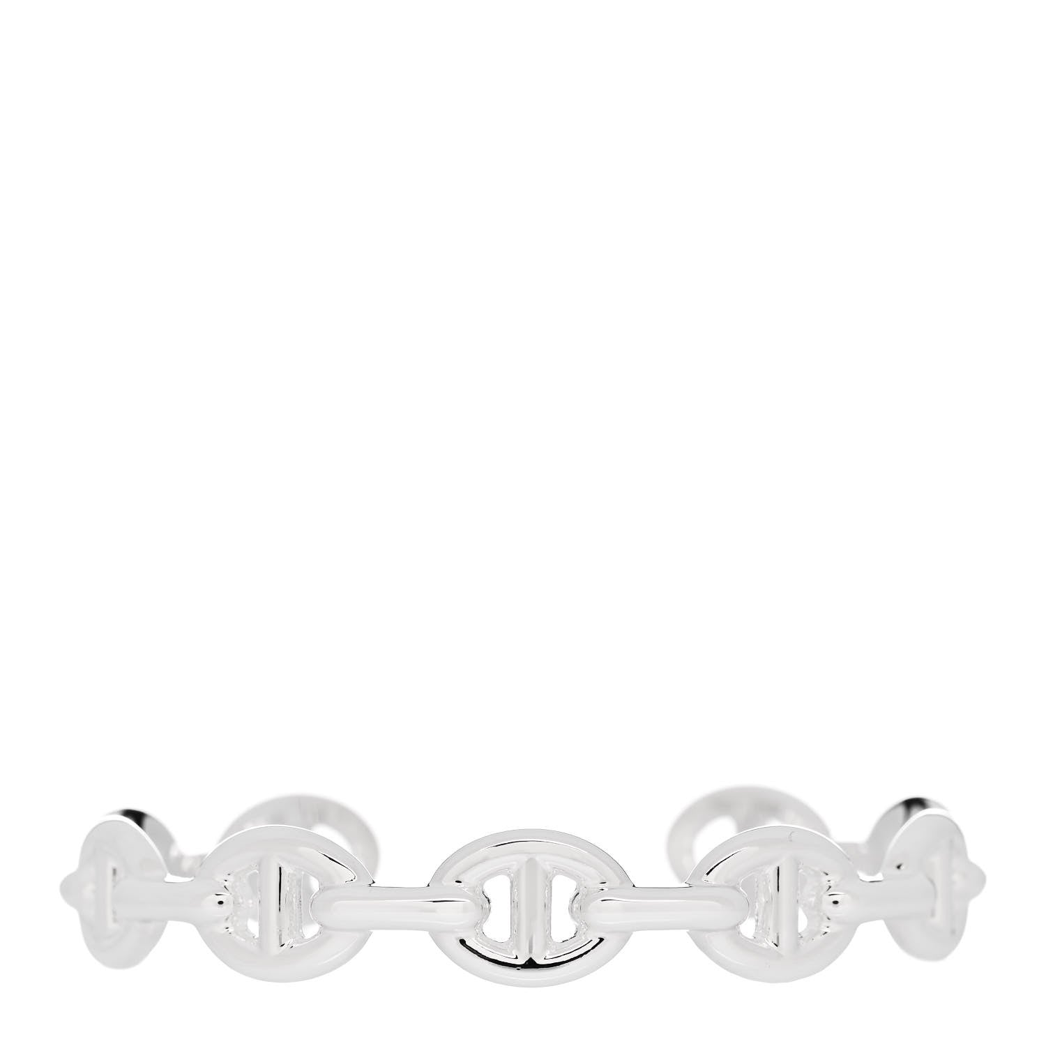 Hermes Sterling Silver MM Chaine d'Ancre Enchainee Cuff Bracelet LG 1 of 5