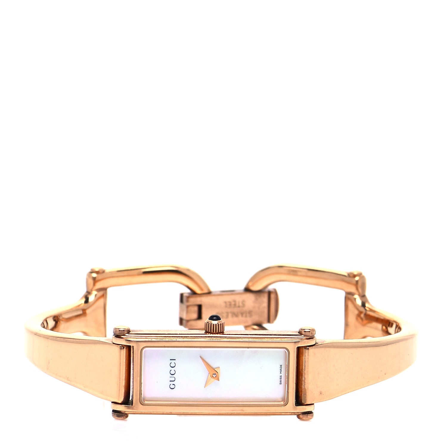 Gucci Stainless Steel Mother of Pearl 12mm 1500L Horsebit Quartz Watch 4 of 8