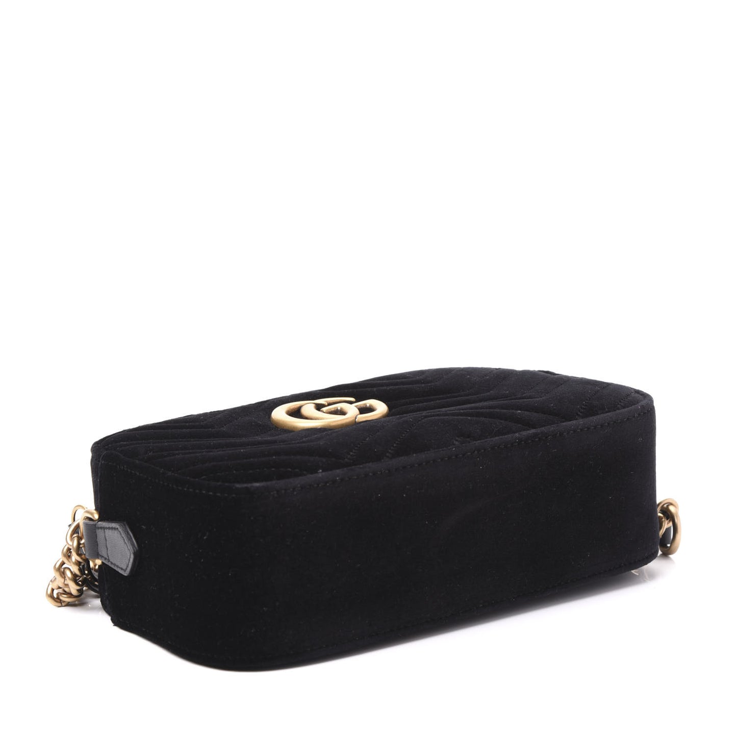 Velvet Matelasse Small GG Marmont Chain Shoulder Bag Black