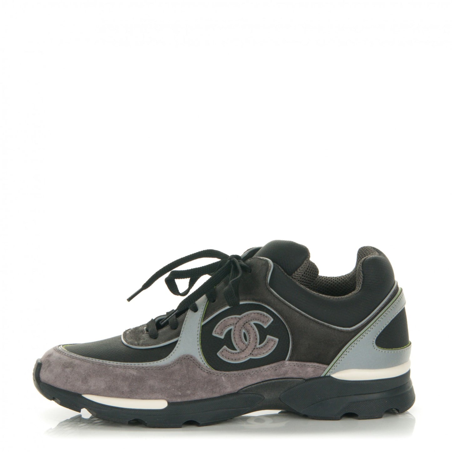 Suede Calfskin CC Sneakers 40 Black Gray