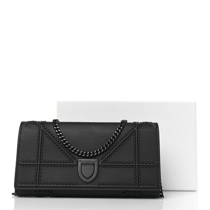 Christian Dior Matte Calfskin Studded Diorama Croisiere Chain Wallet Indigo 10 of 10