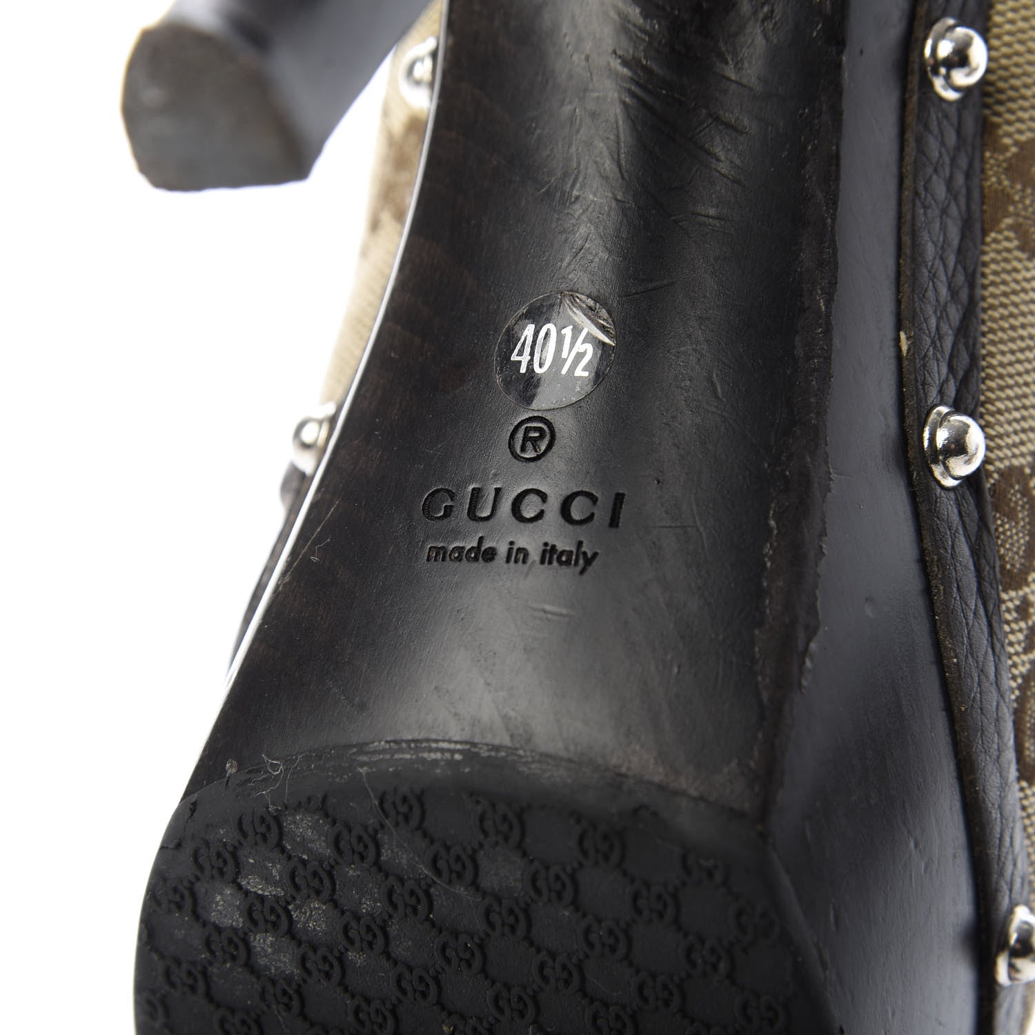 Gucci Monogram Cellarius Soft Calfskin Icon Bit Platform Clog High Heel Slide Sandals 40.5 Beige Ebony Cocoa 8 of 10