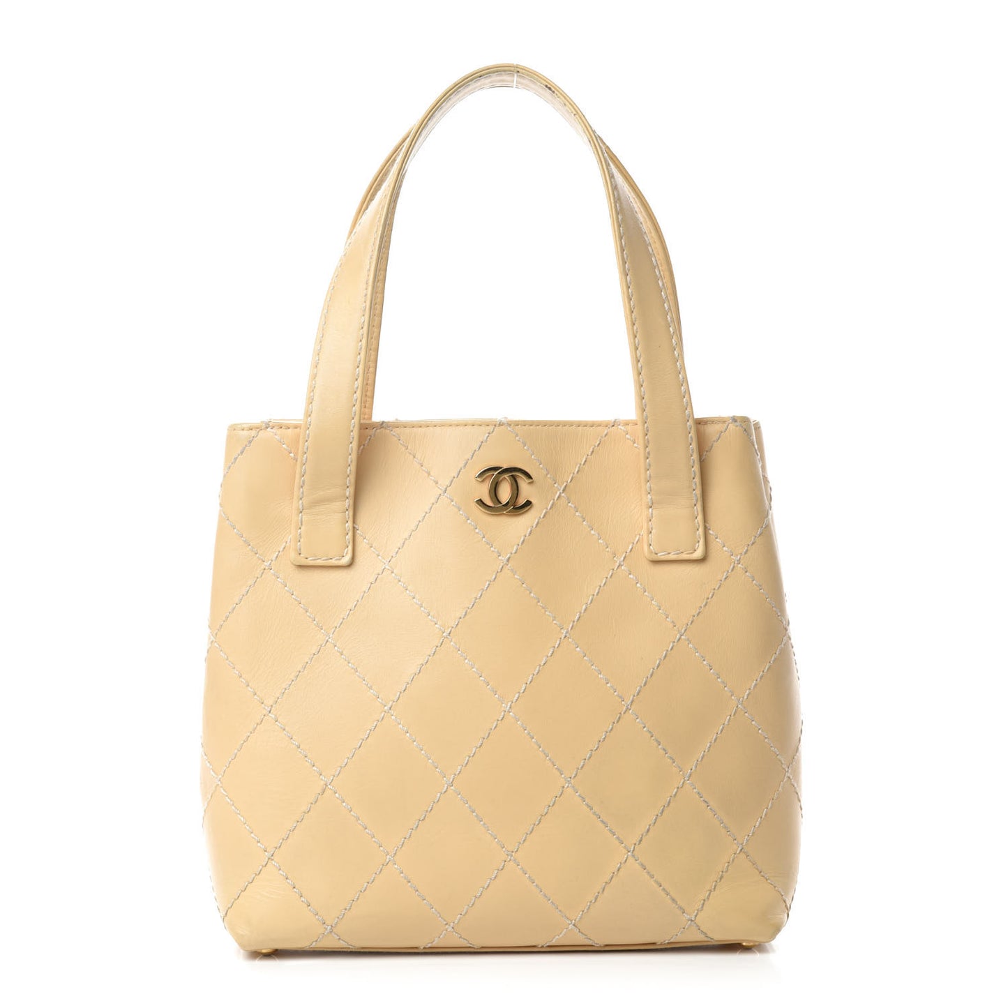 Calfskin Wild Stitch Tote Beige