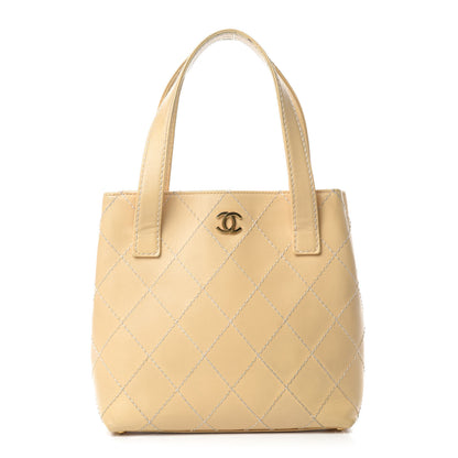 Chanel Calfskin Wild Stitch Tote Beige 1 of 13