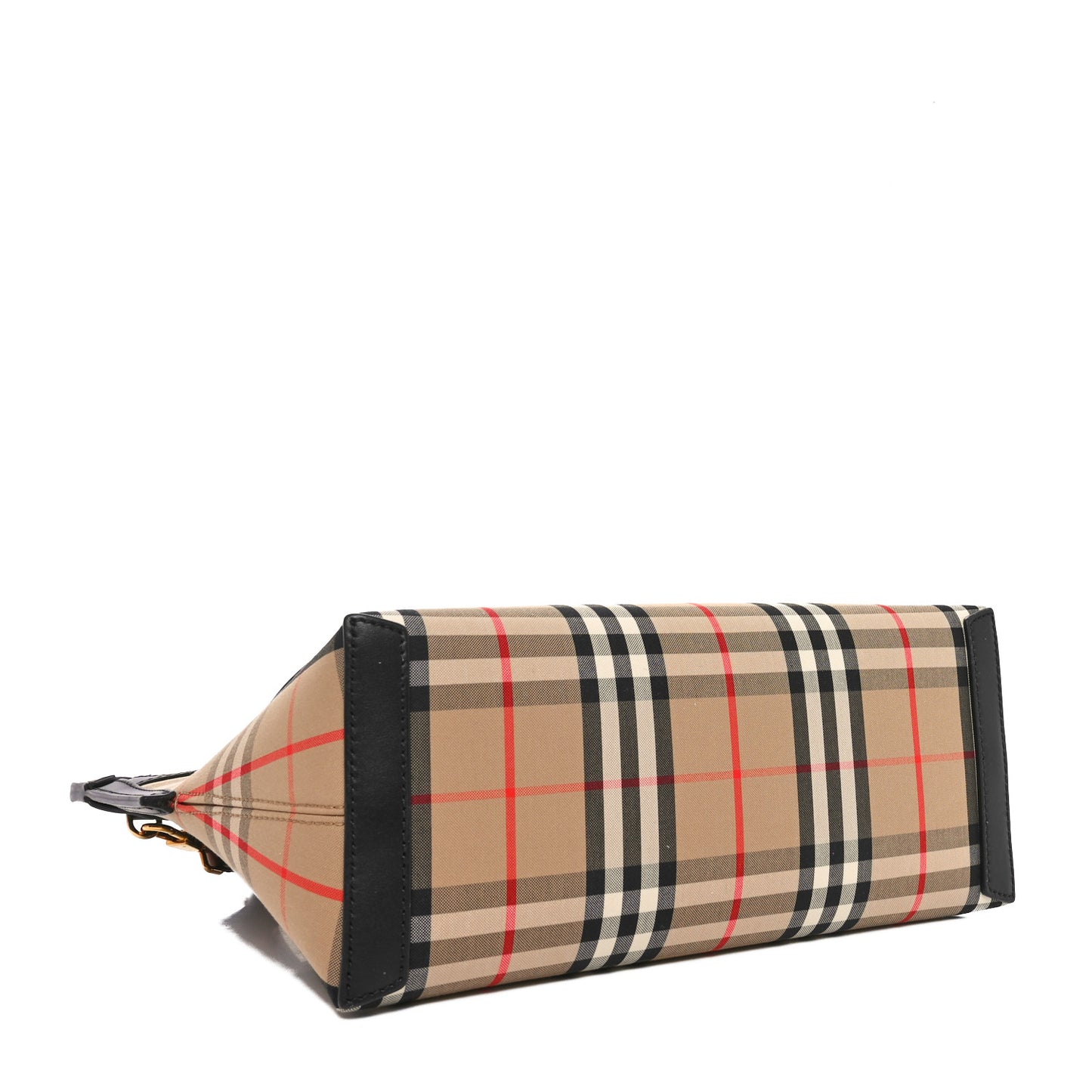 Calfskin Vintage Check Small Society Top Handle Bag Archive Beige Black