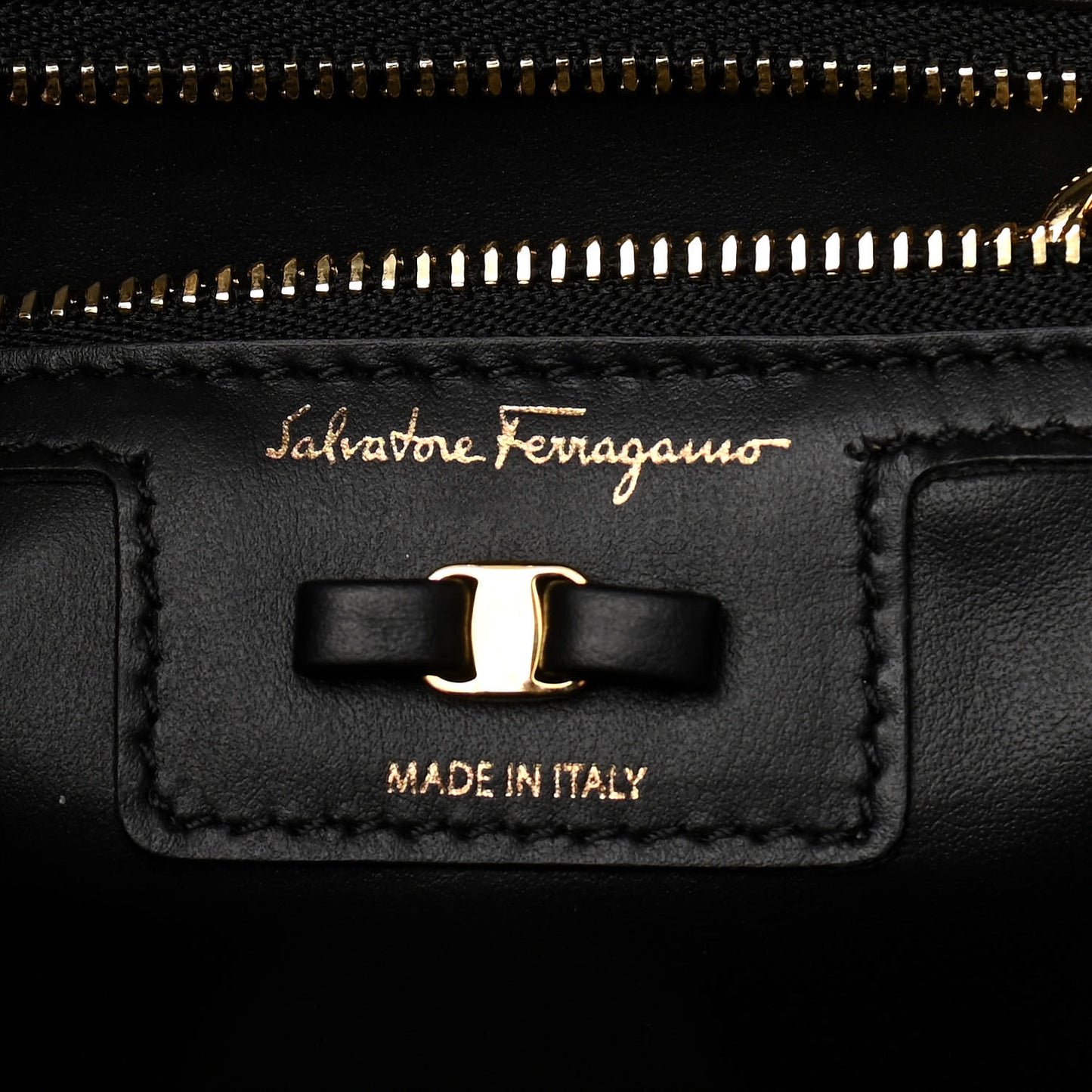 Hammered Calfskin Vara Bow Chain Flap Crossbody Black