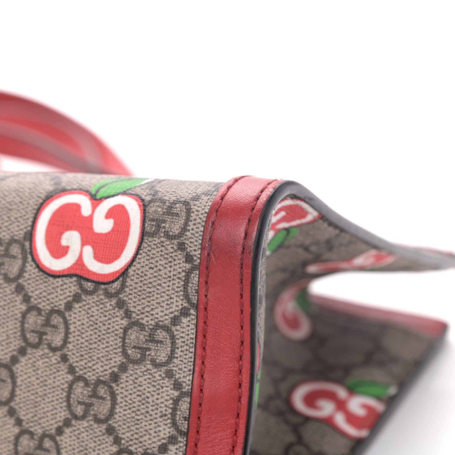 Gucci GG Supreme Monogram Apple Small Padlock Tote Beige Multicolor Lobster Red 7 of 8