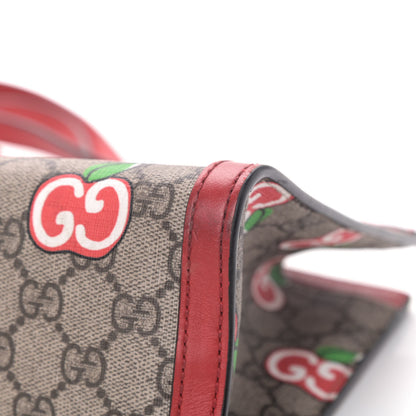 Gucci GG Supreme Monogram Apple Small Padlock Tote Beige Multicolor Lobster Red 7 of 8