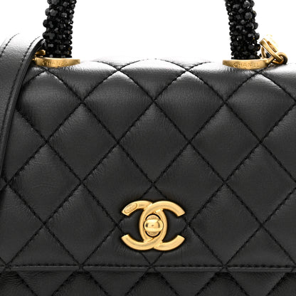 Chanel Calfskin Crystal Quilted Extra Mini Coco Handle Flap Black 8 of 11