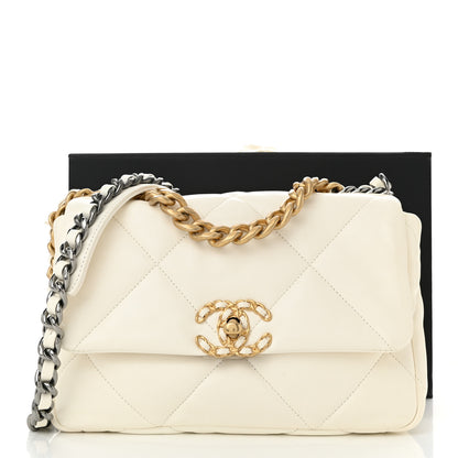 Chanel Lambskin Quilted Medium Chanel 19 Flap White 11 of 11