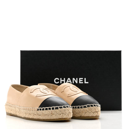Chanel Lambskin CC Espadrilles 38 Beige Black 10 of 10