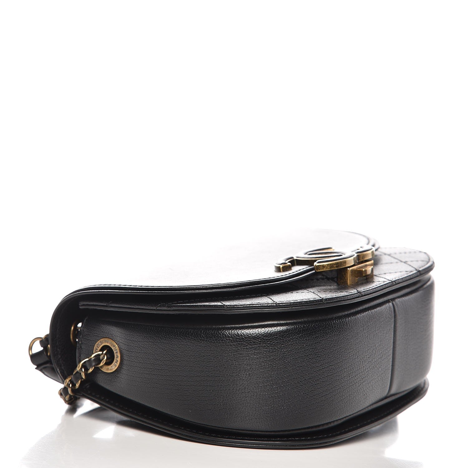 Chanel Shiny Calfskin Goatskin Quilted Small Coco Curve Messenger Flap Black 4 of 10
