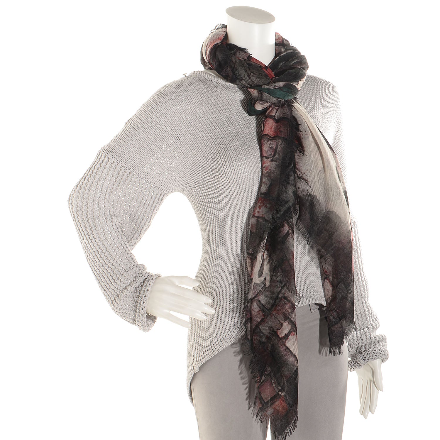 Chanel Cashmere CC Street Art Stole Red Black 2 of 6