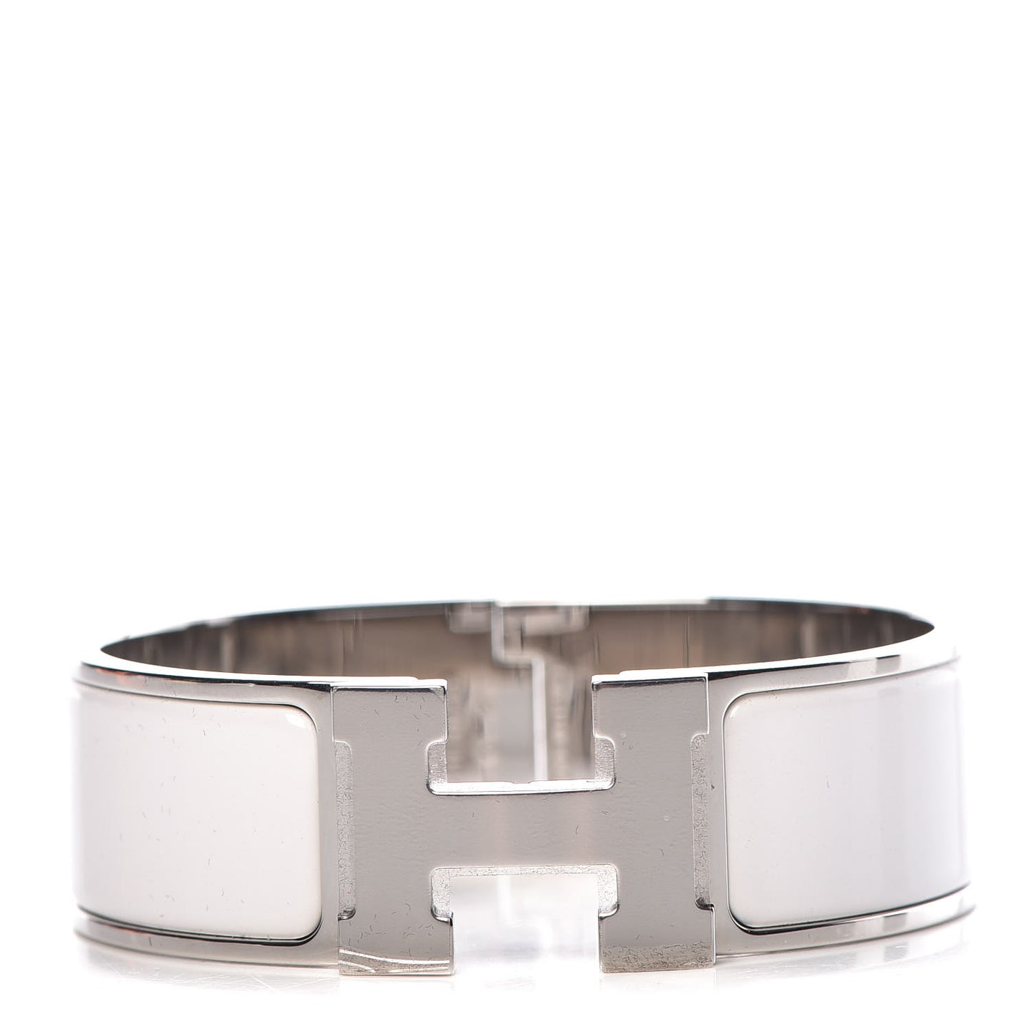 Enamel Wide Clic Clac H Bracelet GM White