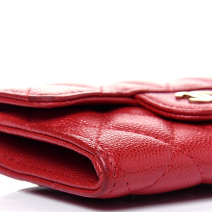 Chanel Caviar Quilted Flap Card Holder Wallet Red 9 of 12
