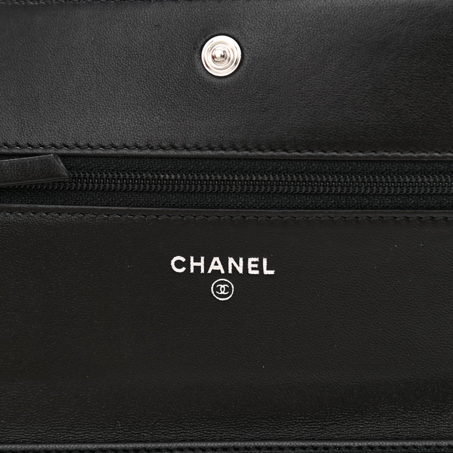 Lambskin Camellia Embossed Wallet on Chain WOC Black