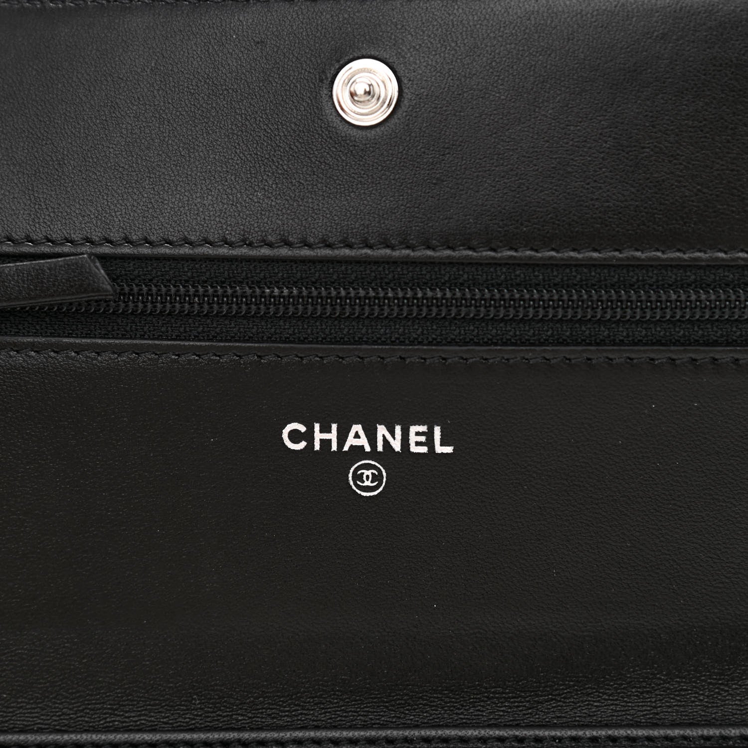 Chanel Lambskin Camellia Embossed Wallet on Chain WOC Black 6 of 12