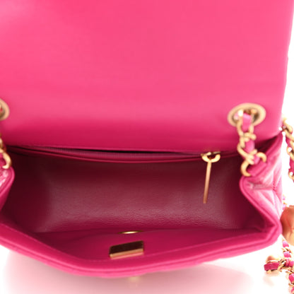Chanel Lambskin Quilted Mini Pearl Crush Flap Fuchsia 4 of 11