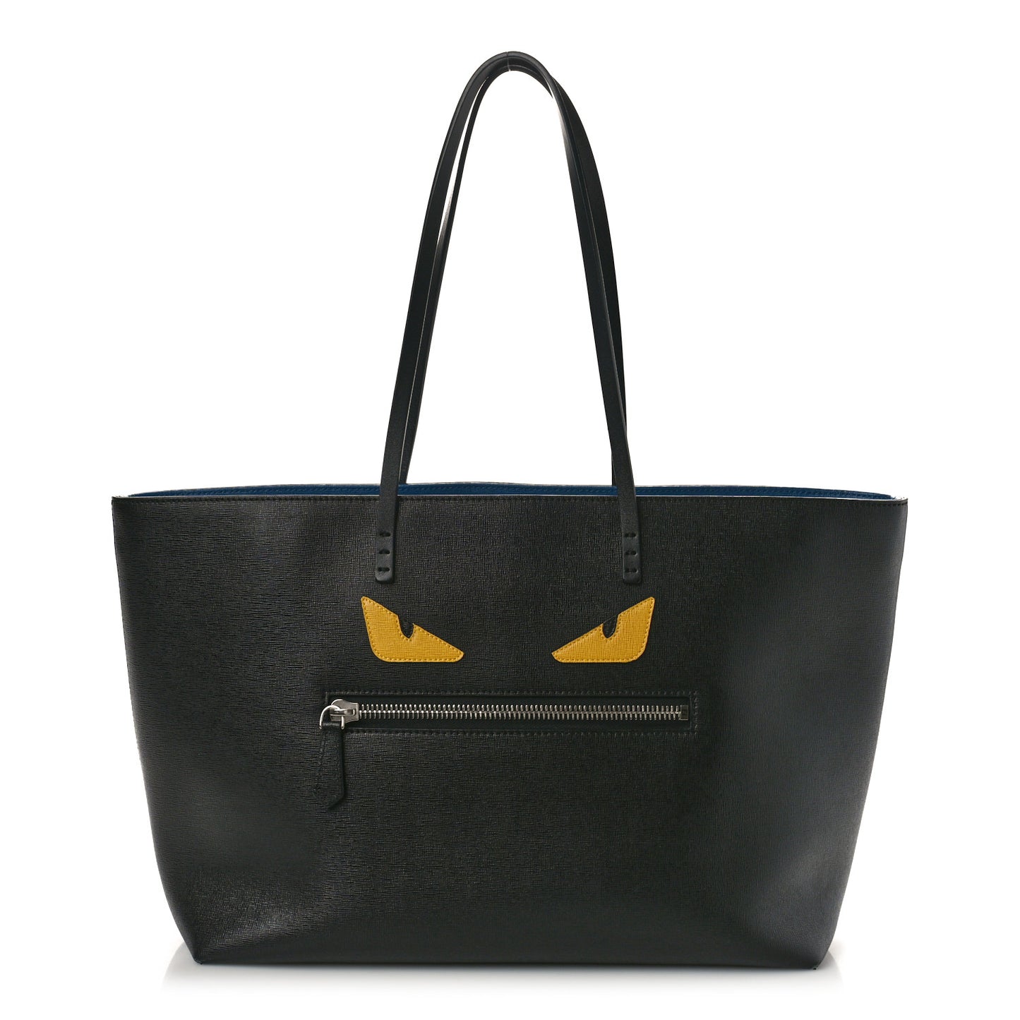 Vitello Elite Cuoio Monster Buggies Medium Roll Tote Black Multicolor Blue Cobalto